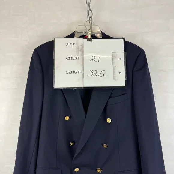 Burberrys Vintage Double Breasted Blazer Navy Gold Crest Buttons Men’s L - Picture 2 of 16